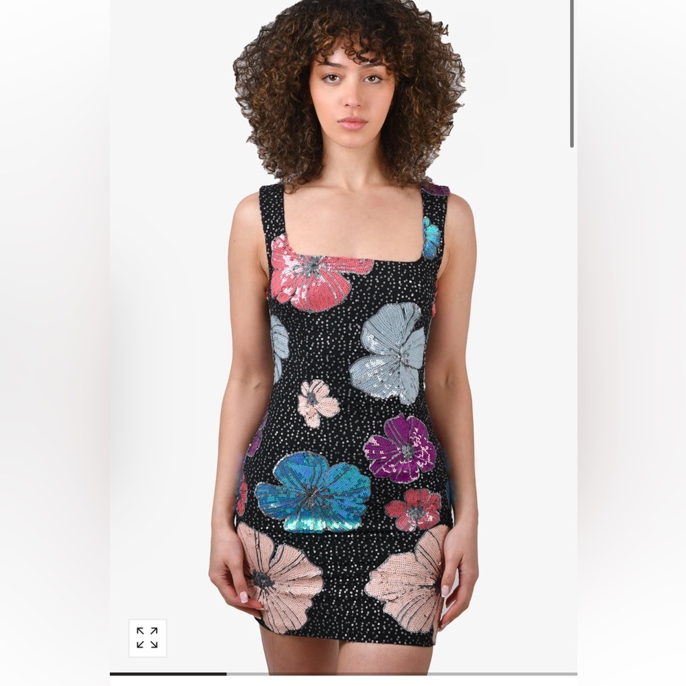 Elliatt Black Sequins Floral 'Lou' mini dress